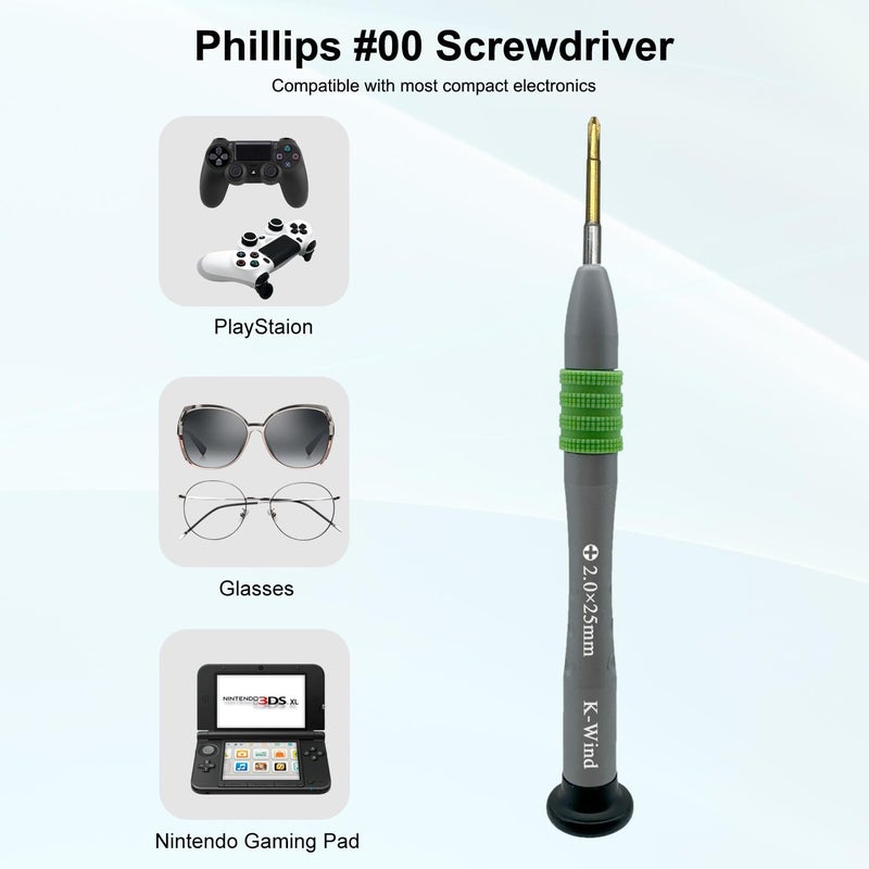 Kannony Wind Phillips Screwdriver PH 00 2.0mm for Nintendo Switch DSI XL/DSI LL/3DS XL/3DS LL, Small Phillips Screwdriver #00 for DJI Propeller Replacement, Magnetic Head, Rotary Cap - Image 2